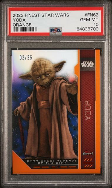 Star Wars Yoda 2023 Finest Topps FN62 Orange #/25 PSA 10 GEM MT