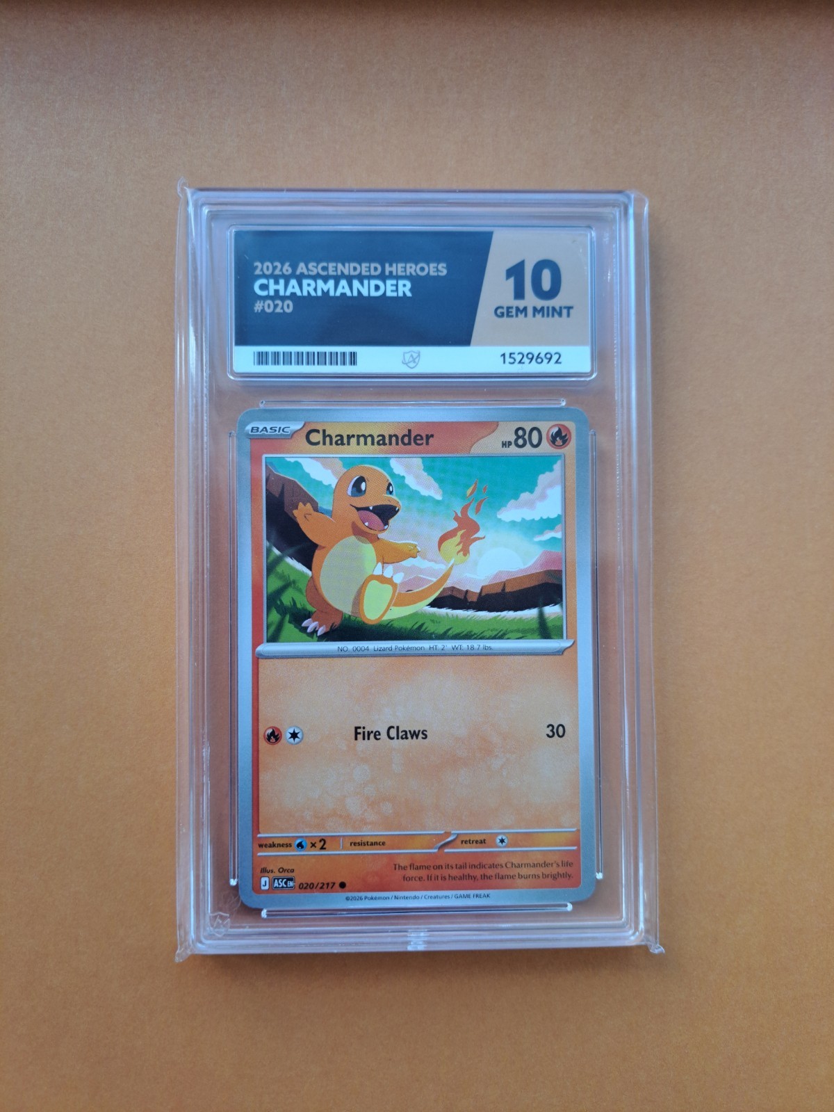 Pokemon TCG - Ascended Heroes - Charmander - #20 - Common - 10 Gem Mint