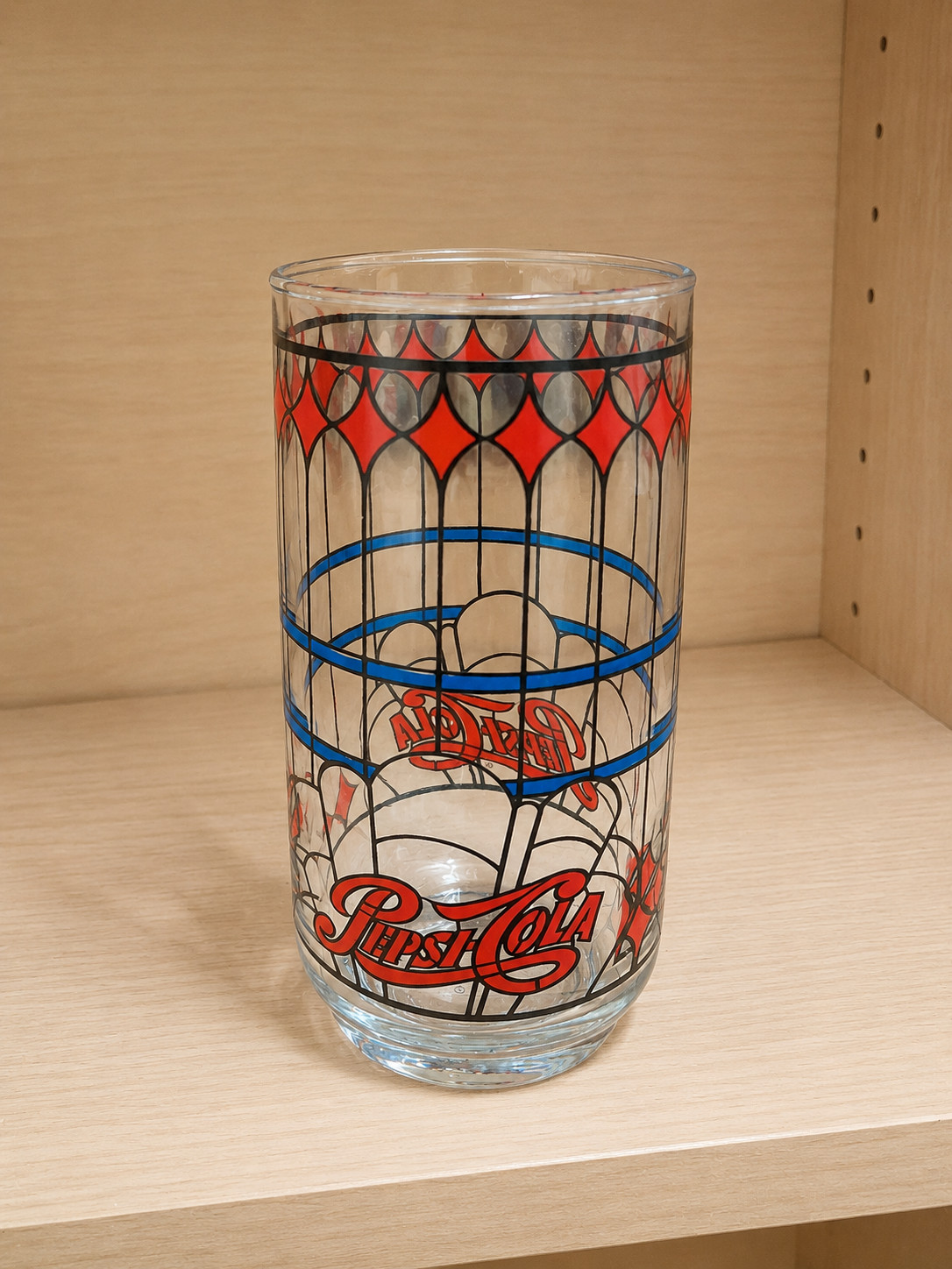 Pepsi-Cola Tiffany Style Drinking Glass Vintage 1970s Soda Tumbler