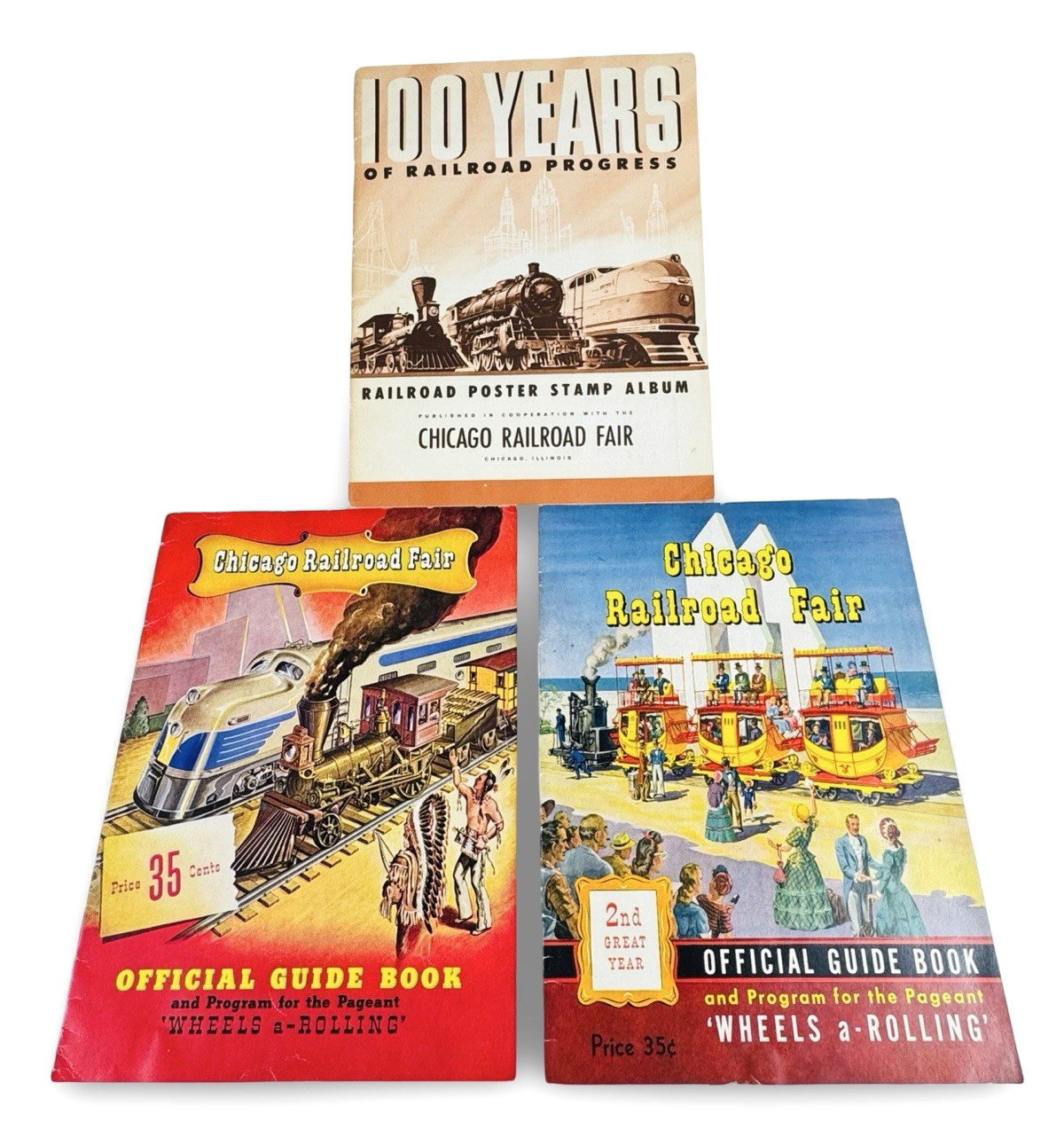 1948 & 1949 Chicago Railroad Fair Official Guidebooks and Stamp Album