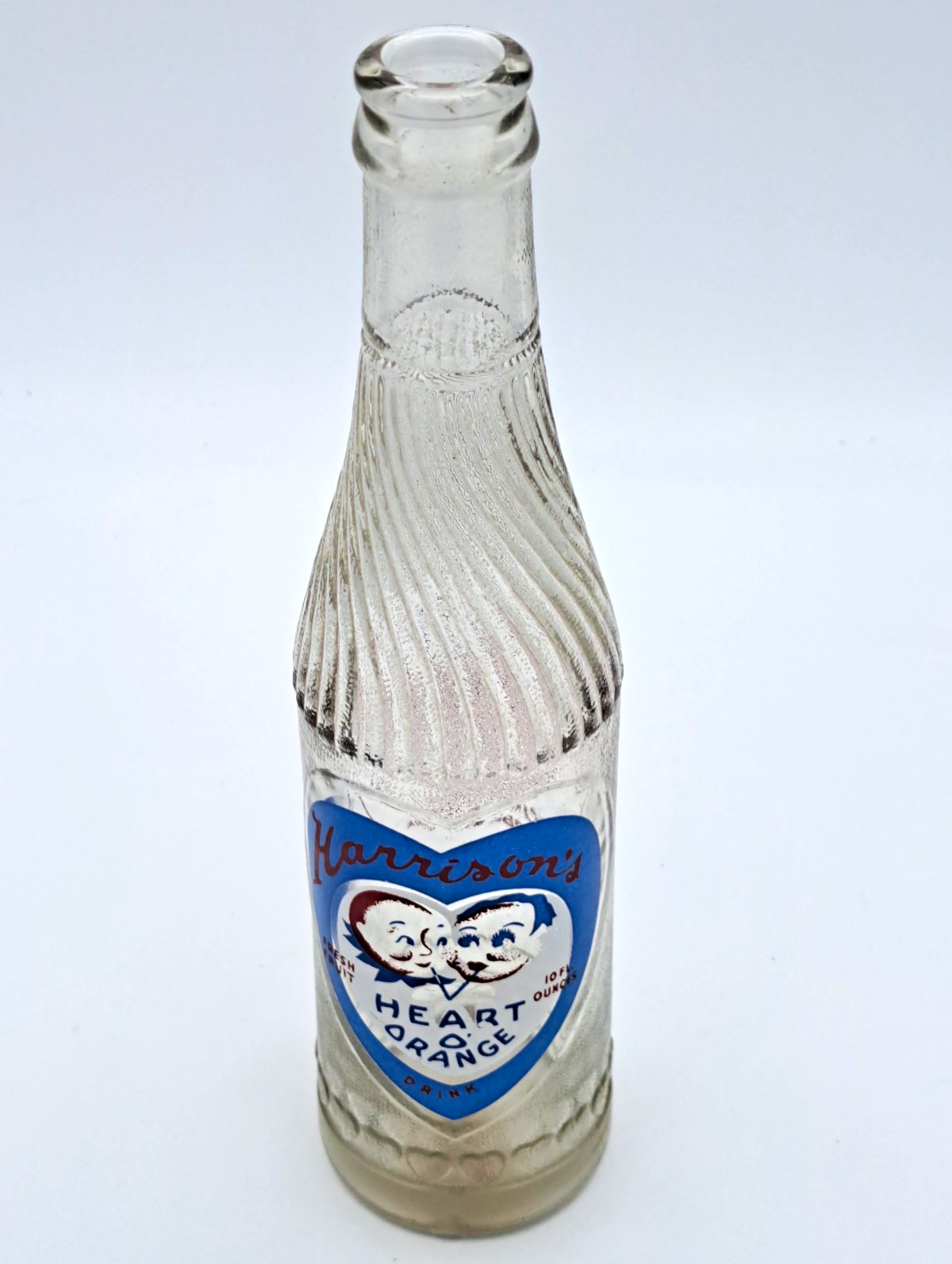 Vintage Harrisons Heart O Orange Soda Bottle 3-Color ACL Globe AZ Arizona Rare