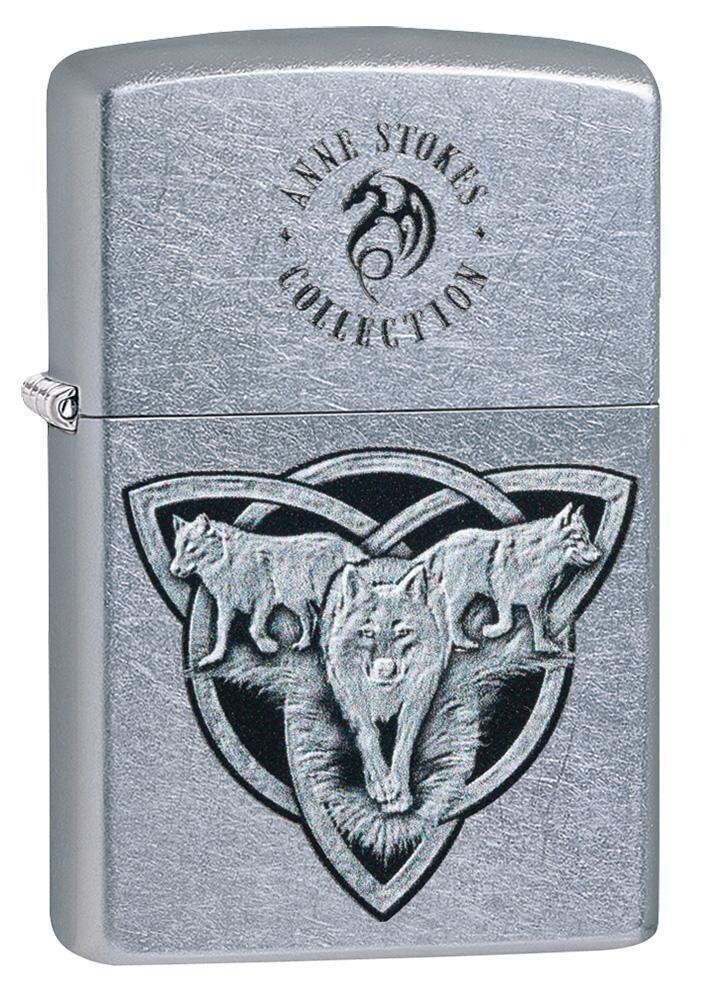 Zippo Anne Stokes Wolf Pack Trinity Street Chrome 49099 Zippo Anne Stokes Wolf Pack Trinity Street Chrome 49099