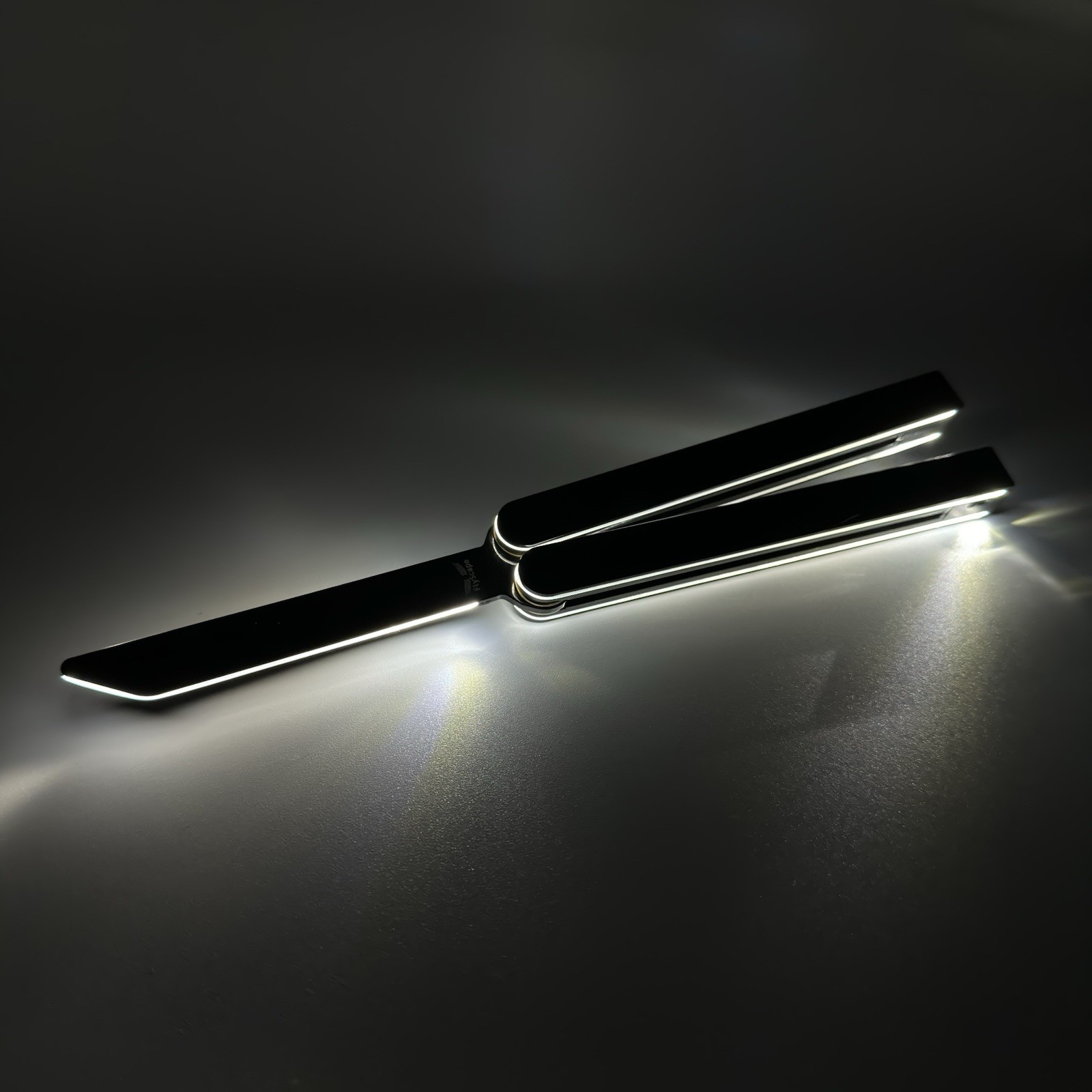 FlyScape EOS Light-Up Balisong Practice Trainer Rechargeable No Sharp Edge