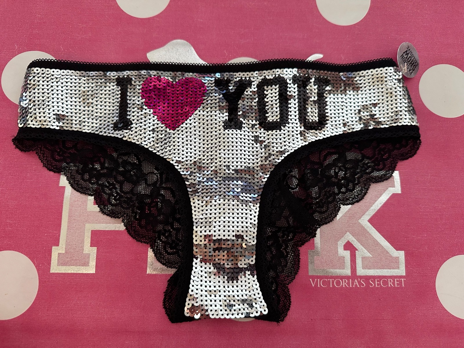 New Fashion Show Exclusive Victoria's Secret PINK Lace Trim Panty Size S