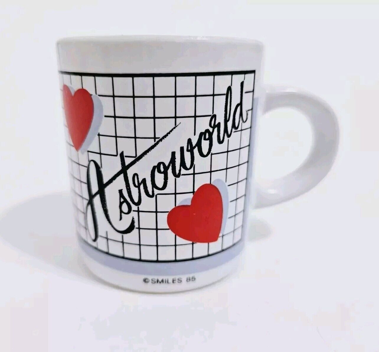 Vintage Astroworld Theme Park Houston Ceramic Mini Mug Coffee 1985 Retro Hearts