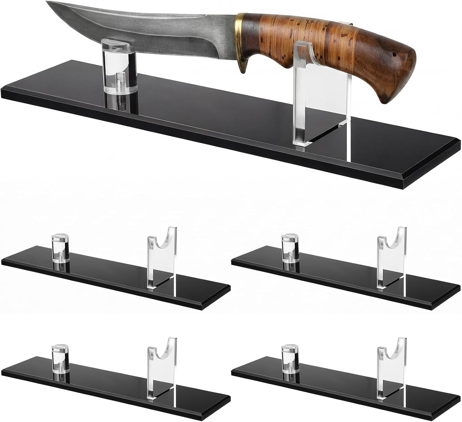 4 Pcs Knife Display Stand Collection Showcase Black Acrylic