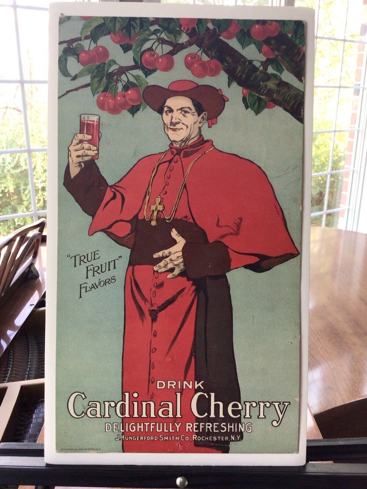 Vintage extremely RARE 1890’s Cardinal Cherry Rochester NY Soda Adv Sign