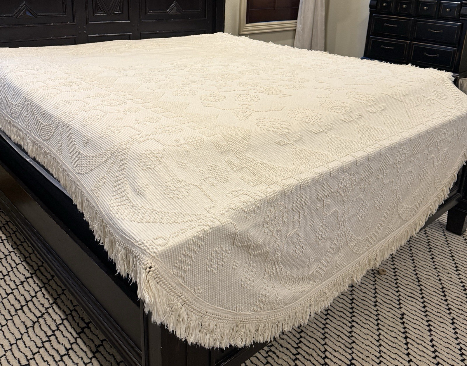 VTG Bates George Washington Choice Chenille Fringe Bedspread Blanket Full Queen