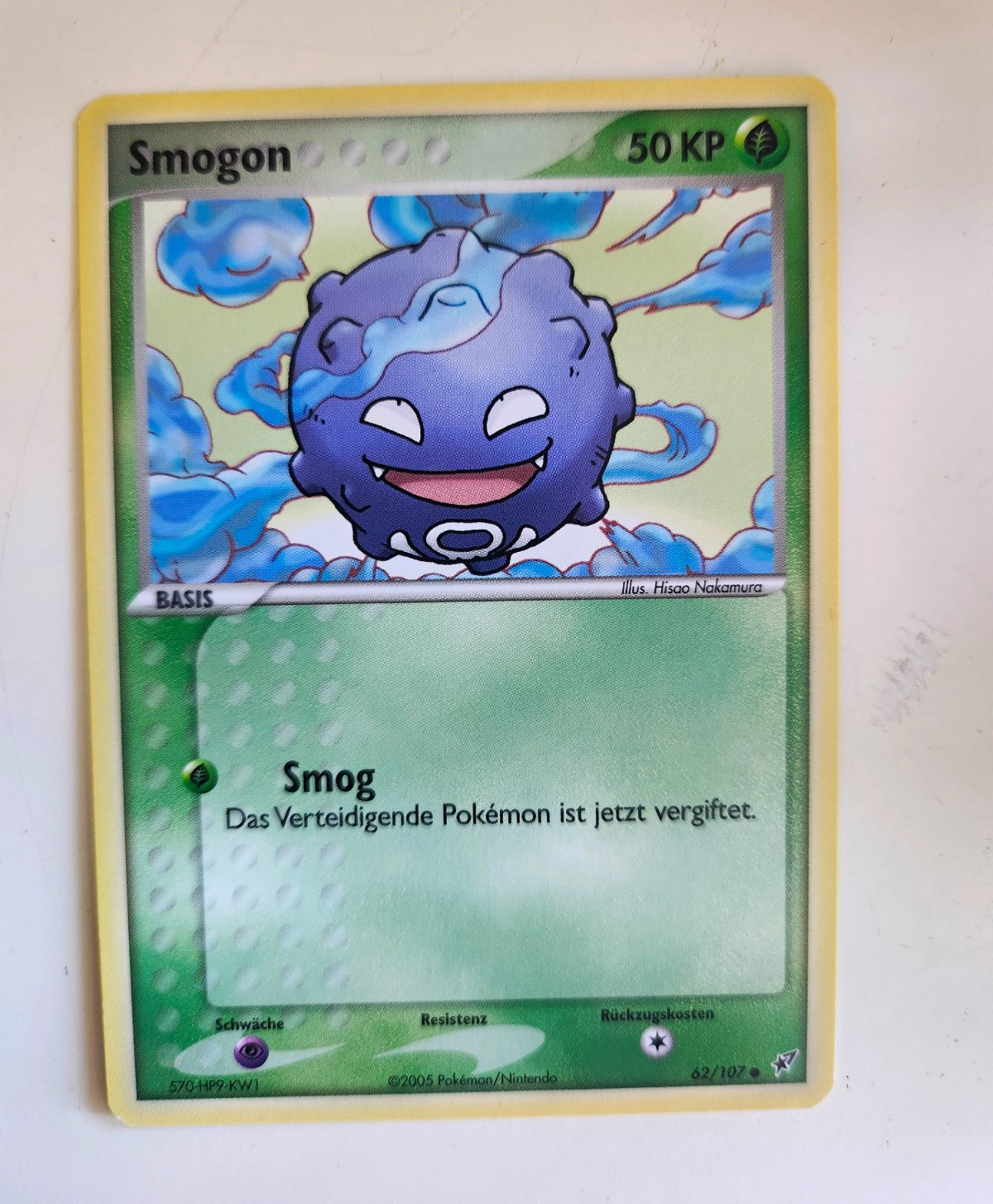 Nintendo Pokemon TCG Smogon 62/107 Common DE 2005 50 KP Base Normal
