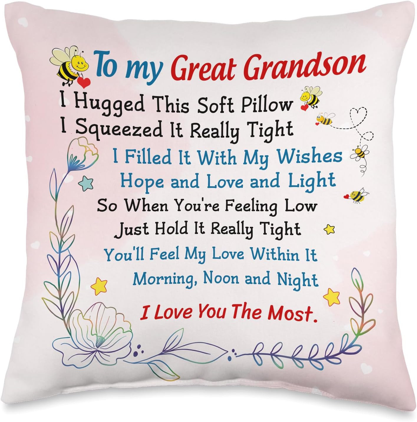 To My Great Grandson I Hugged This Soft Pillow Throw Pillow