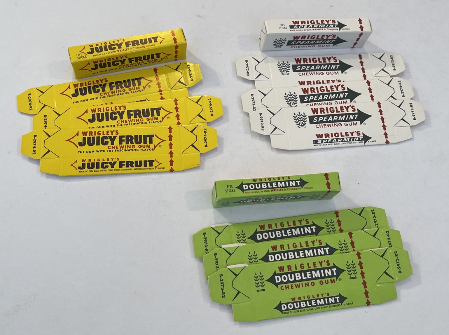 12 Vintage Wrigley’s Gum Dummy Display Boxes Juicy Fruit Spearmint New Old Stock