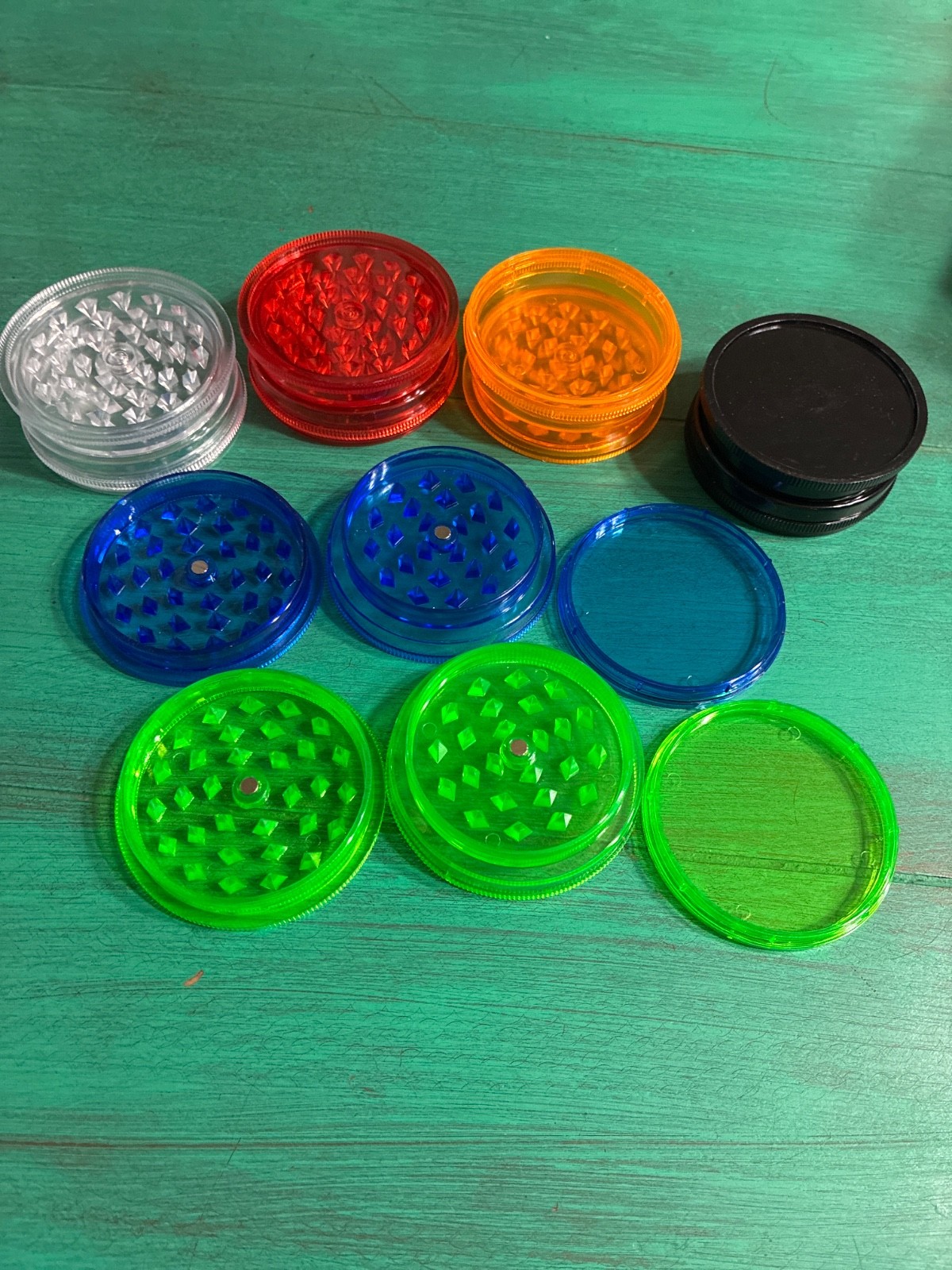 5 Pack Plastic Magnetic Herb Tobacco Grinder with Hidden Storage Compartment