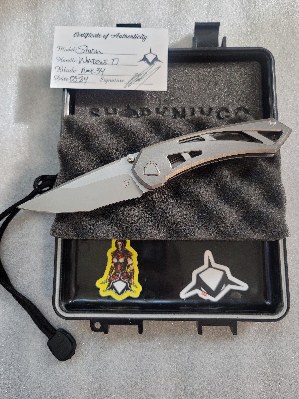 Sharknivco Knives, Edison Barajas Custom Shiru, RWL-34, Window Milled Ti Sharknivco Knives, Edison Barajas Custom Shiru, RWL-34, Window Milled Ti