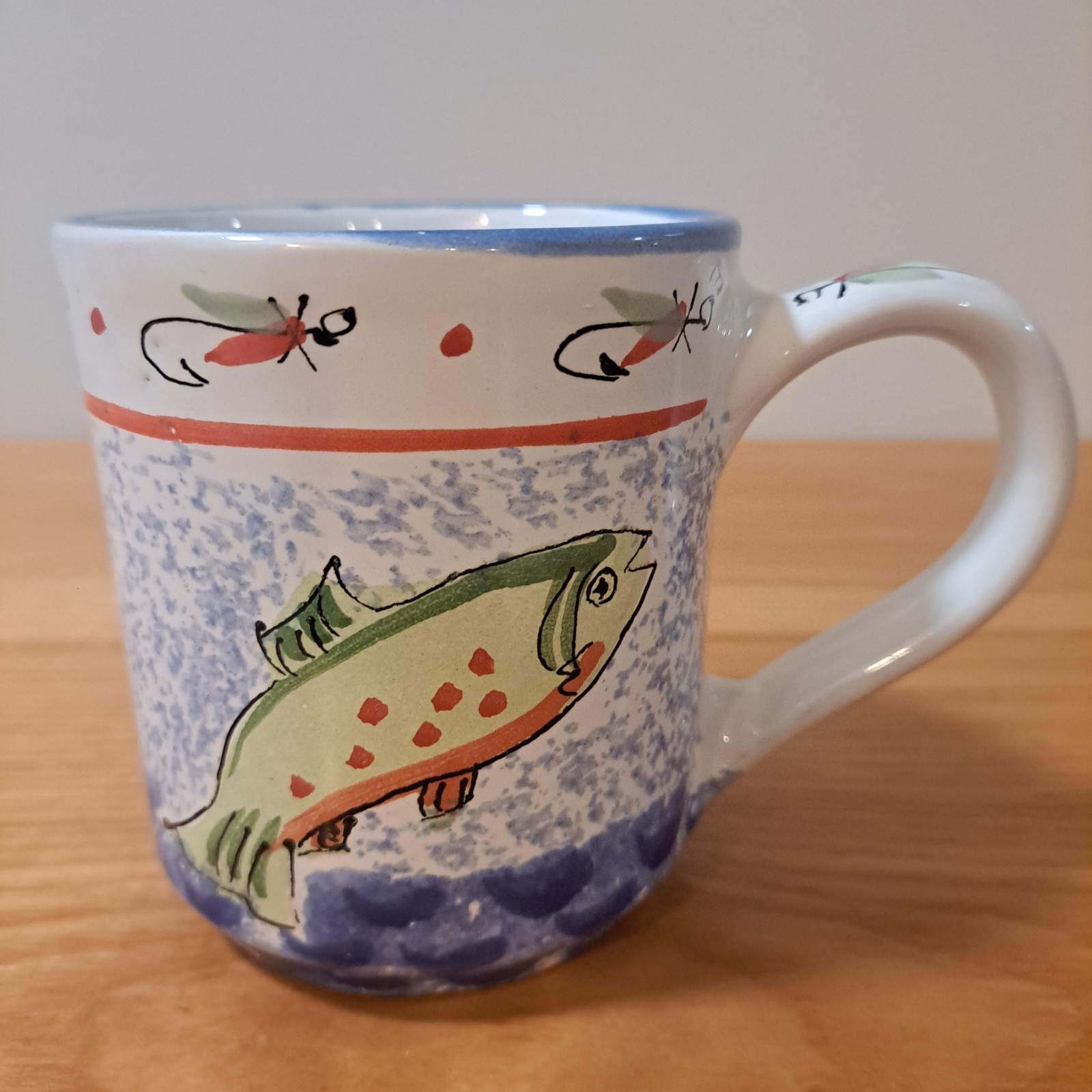 VTG Mesa International Trout Fly Fishing Mug 16 Oz Signed Hand Crafted Hungary