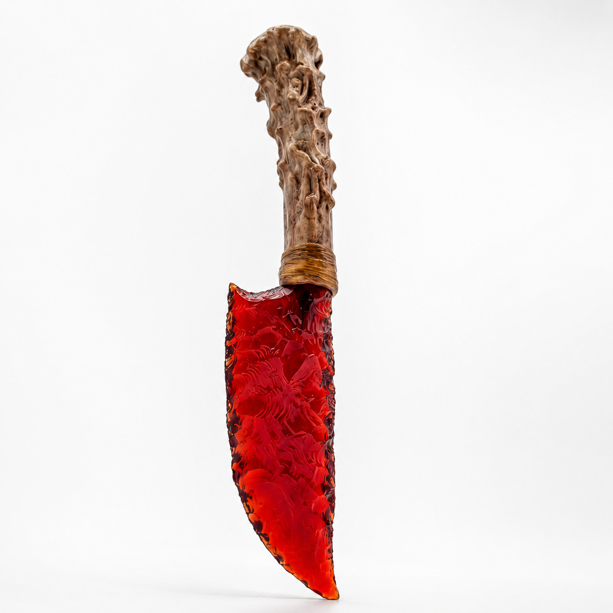 Red Obsidian Glass Knife 10 Inch Natural Antler Handle Artisan Collectible