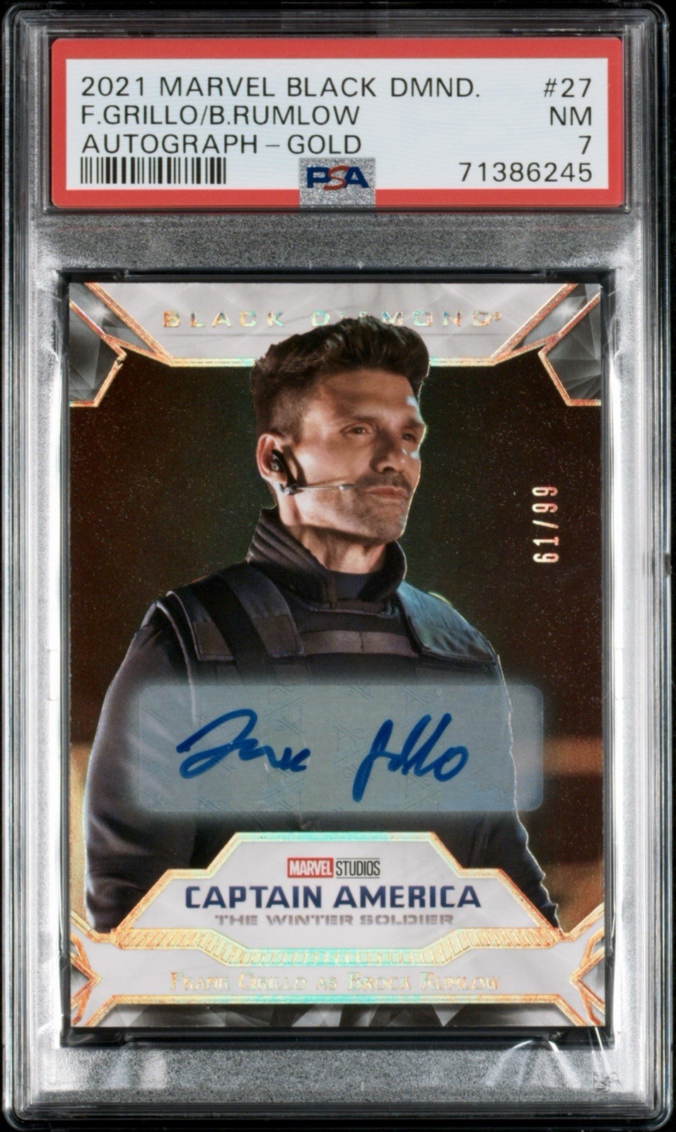 2021 Marvel Black Diamond Autograph Gold /99 #27 Frank Grillo PSA 7 🔥POP 1/1^