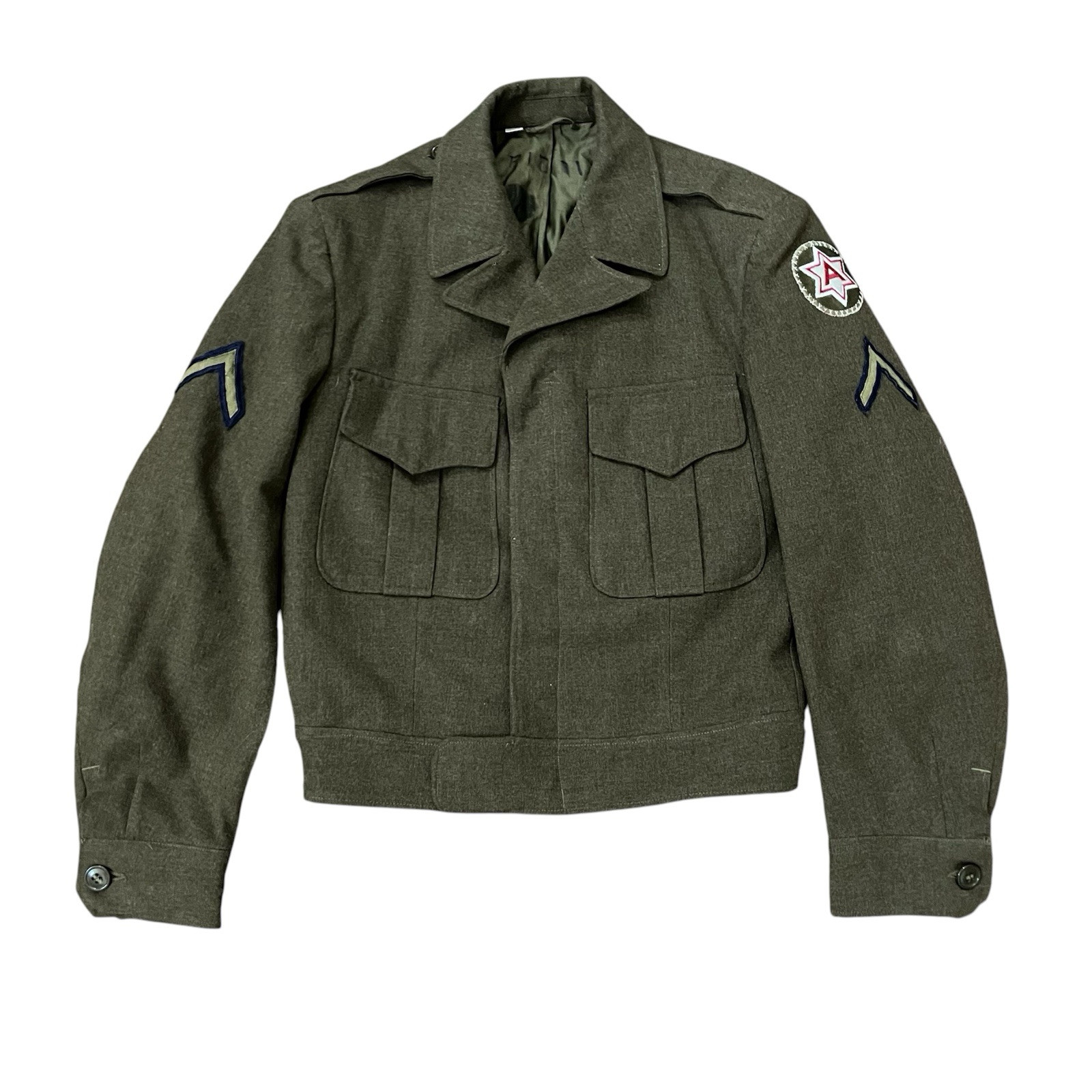 WWII 1946 US Army 6th Ike Coat Jacket Combat Veteran Sz 36R Vintage WW2 Military