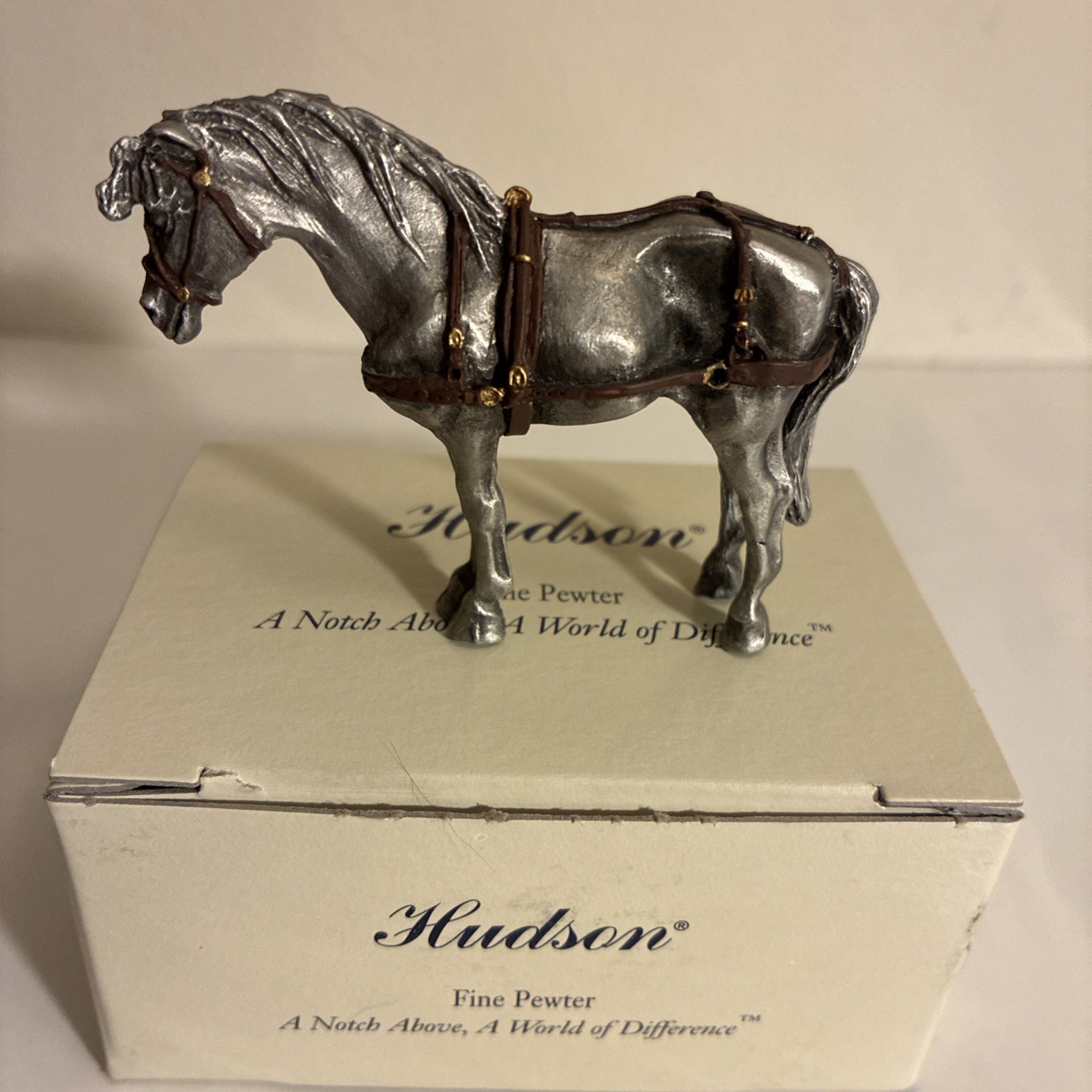 Hudson Pewter Villagers  TOBY PONY Horse #HC8460  Pulls Sleighs/NOS/NIB