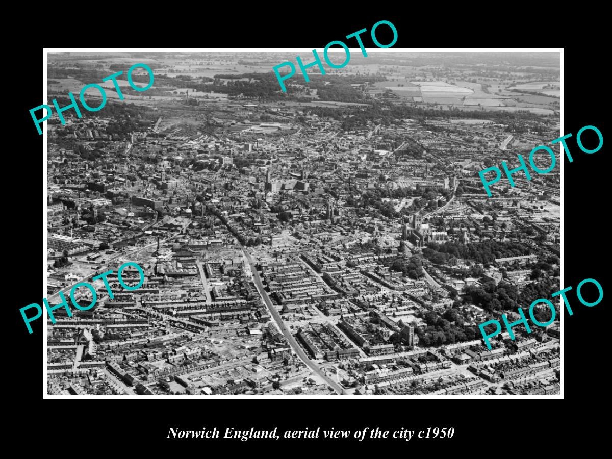 Norwich England Aerial View Of The City c1950 Old Large Historic Photo
