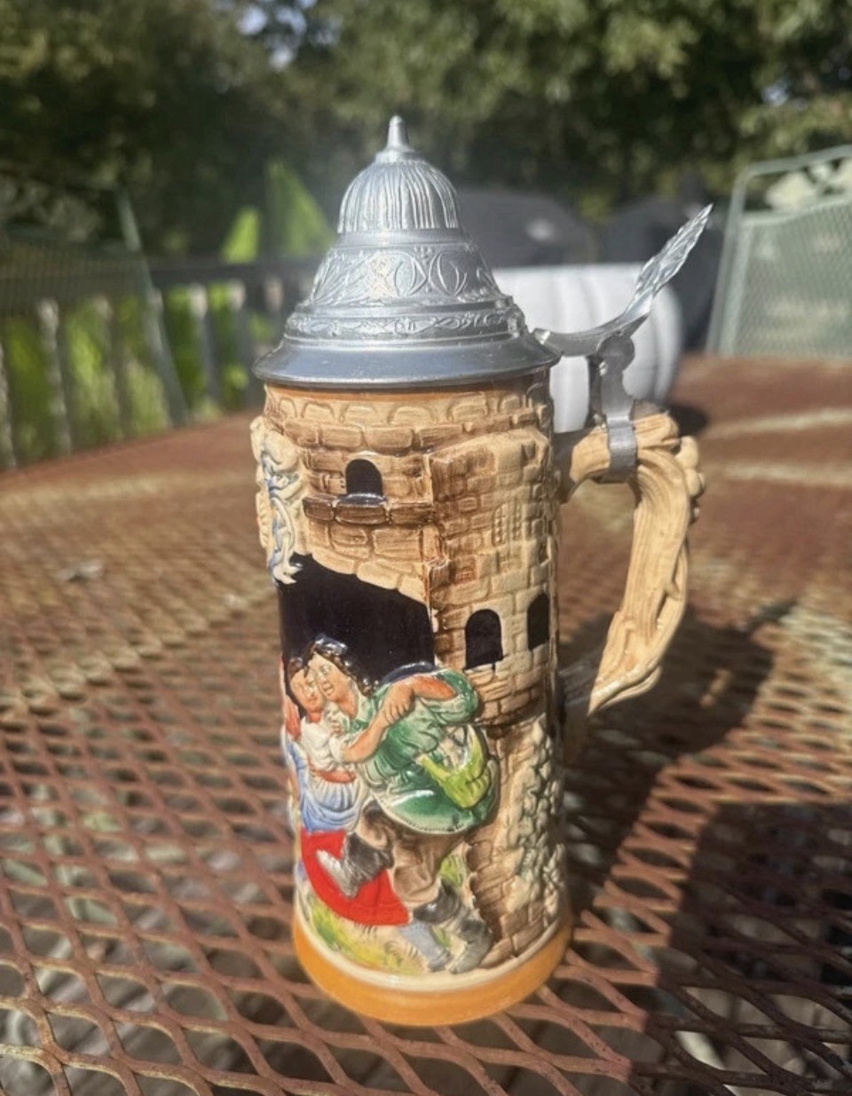 VTG Gerz West Germany Lidded Beer Stein Rittersleut Castle Theme
