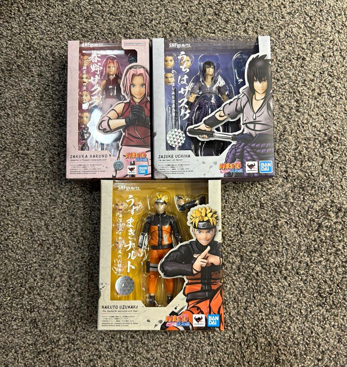 S.H.Figuarts Naruto Boxed Figure Lot 3 Sakura Sasuke Naruto
