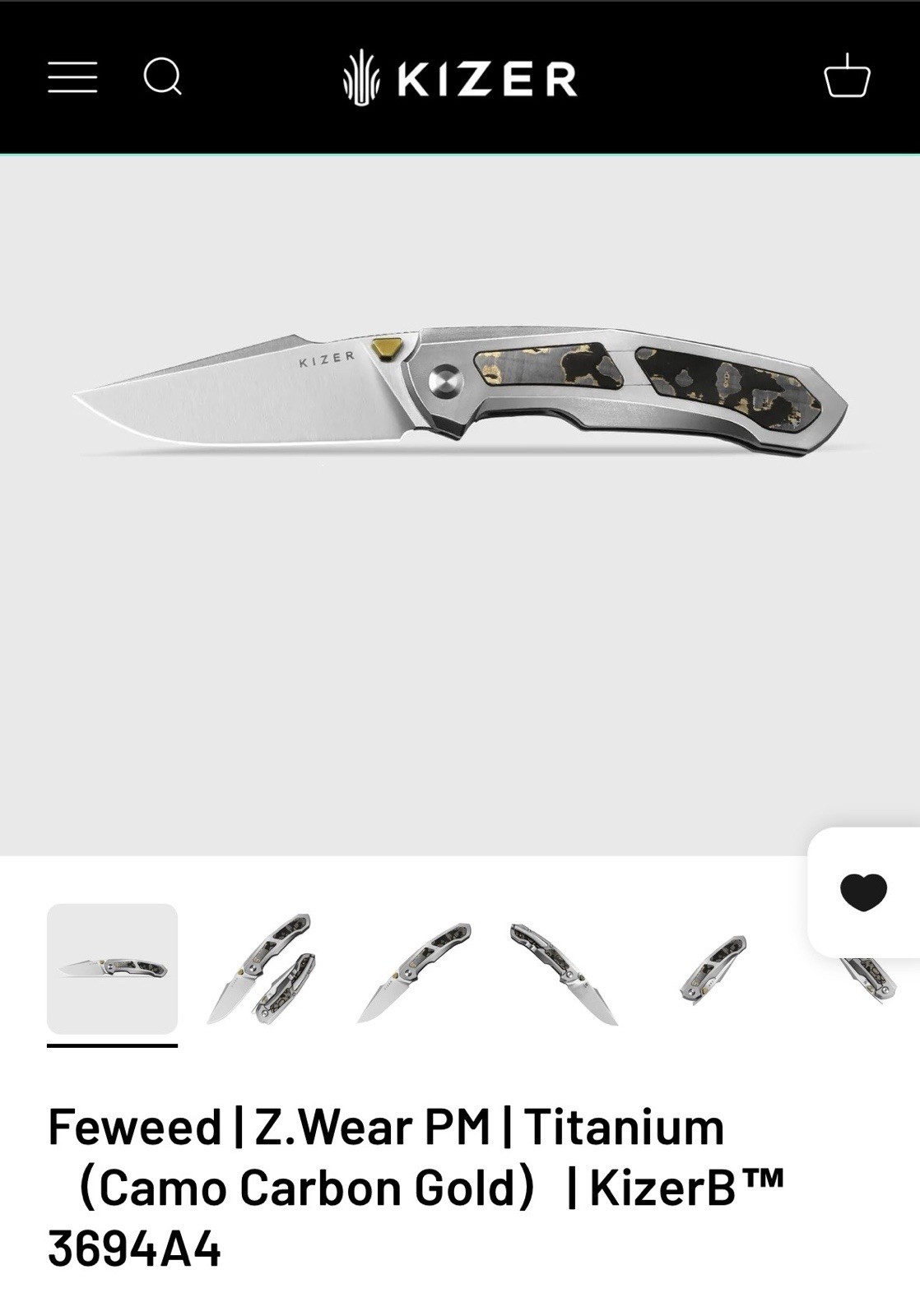 Kizer Feweed Z-Wear PM Harpoon Titanium Camo Carbon Gold Inlay (Discontinued)