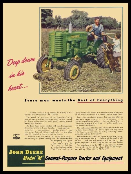 1948 Style John Deere Model M Tractor - The BEST Metal Sign: 12x16\