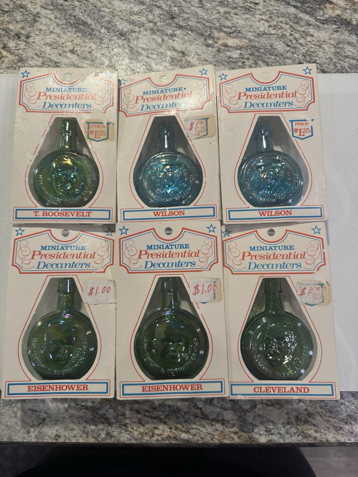 Vintage Miniature Presidential Decanters Lot 6 Roosevelt Wilson Eisenhower