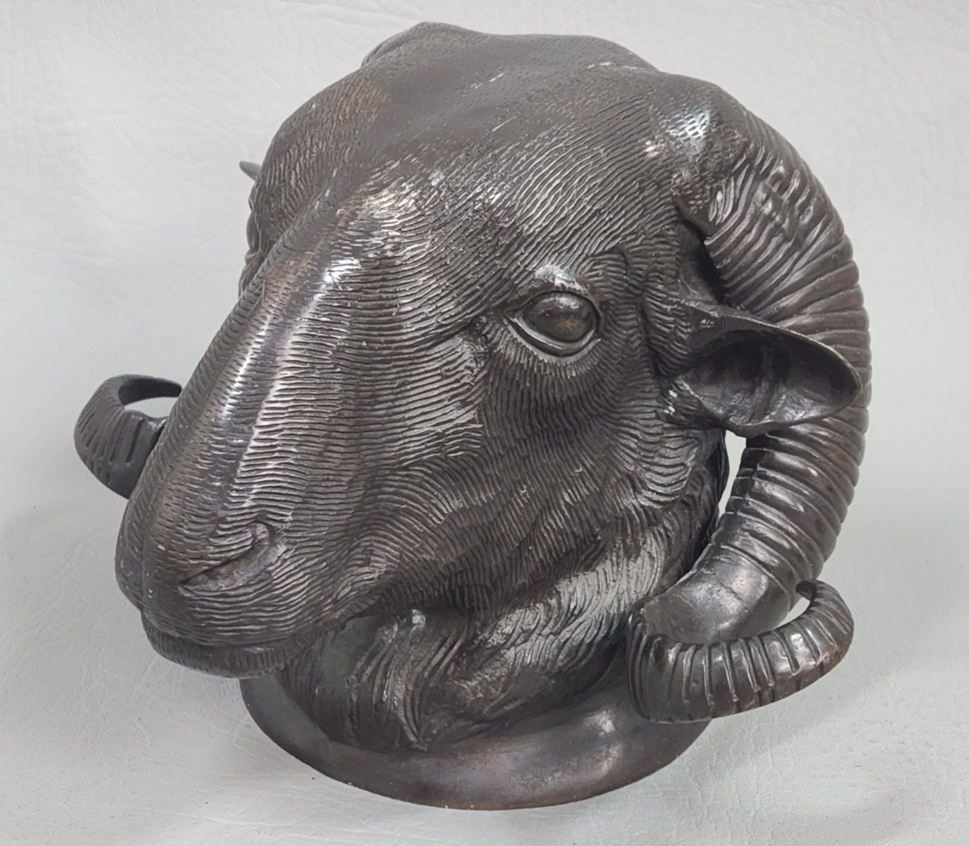 VTG Heavy Bronze Rams Head Wall Sculpture French 5lb 6\