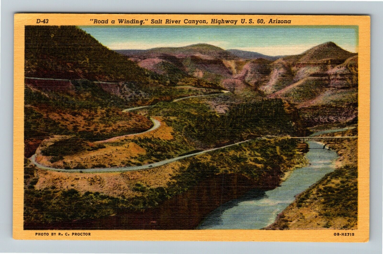 AZ-Arizona, Aerial View Salt River Canyon, Scenic, Vintage Postcard