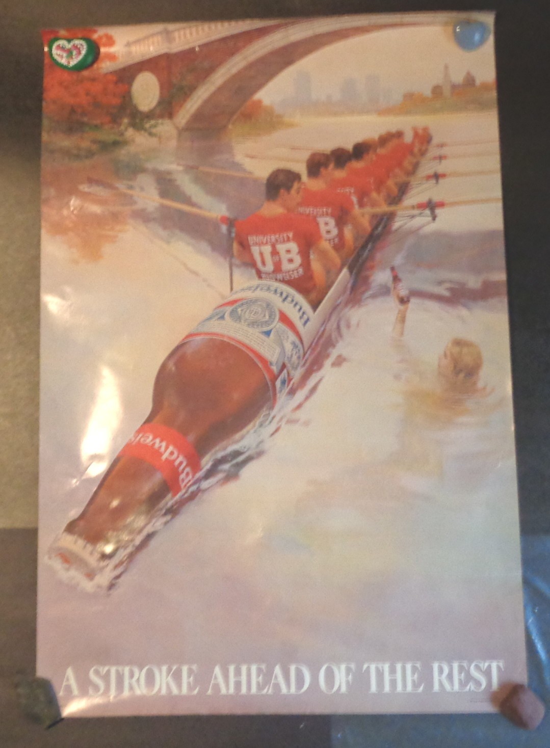Rare Vintage Budweiser Crew Racing Scull Rowing Poster Annheuseur-Busch 1983