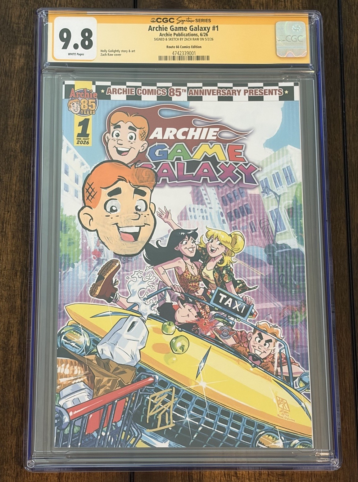 Archie Game Galaxy #1 Crazy Taxi CGC Signature Series 9.8 Signed Sketch Variant