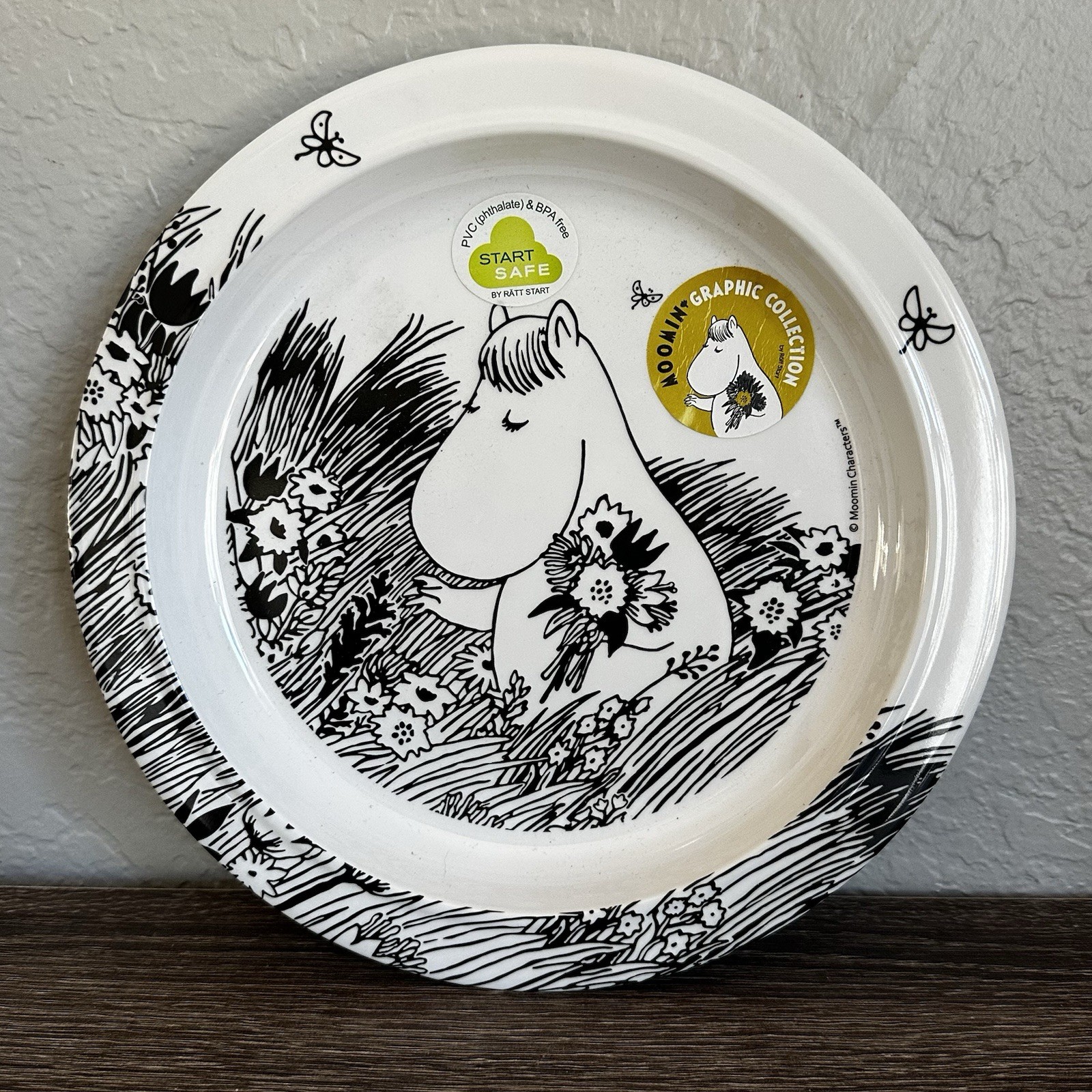Ratt Start\'s Moomin Graphic Collection PVC & BPA free melamine Rare 8 1/2” Plate