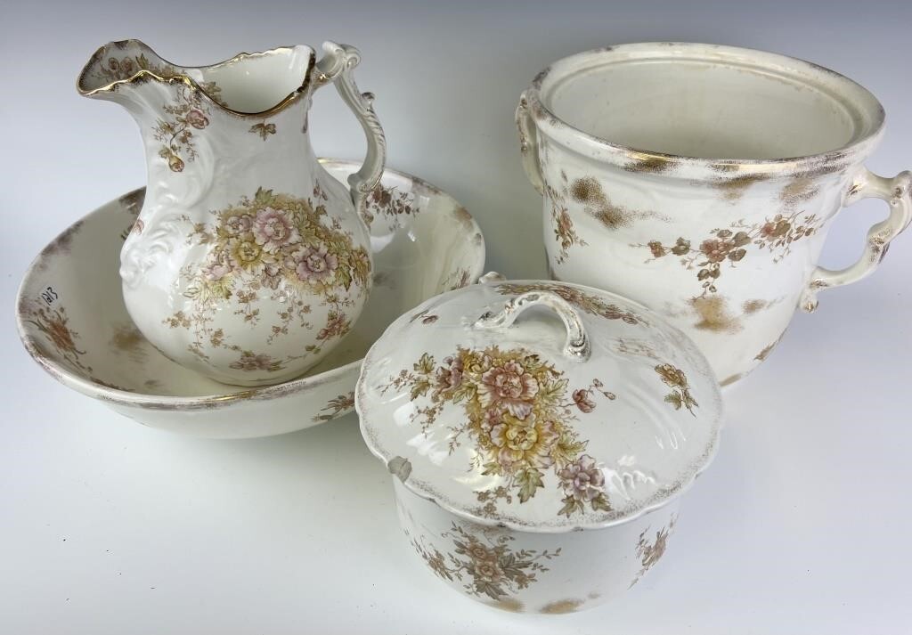 Antique Wash Set Maddocks Lamberton Works Pottery Trenton NJ 