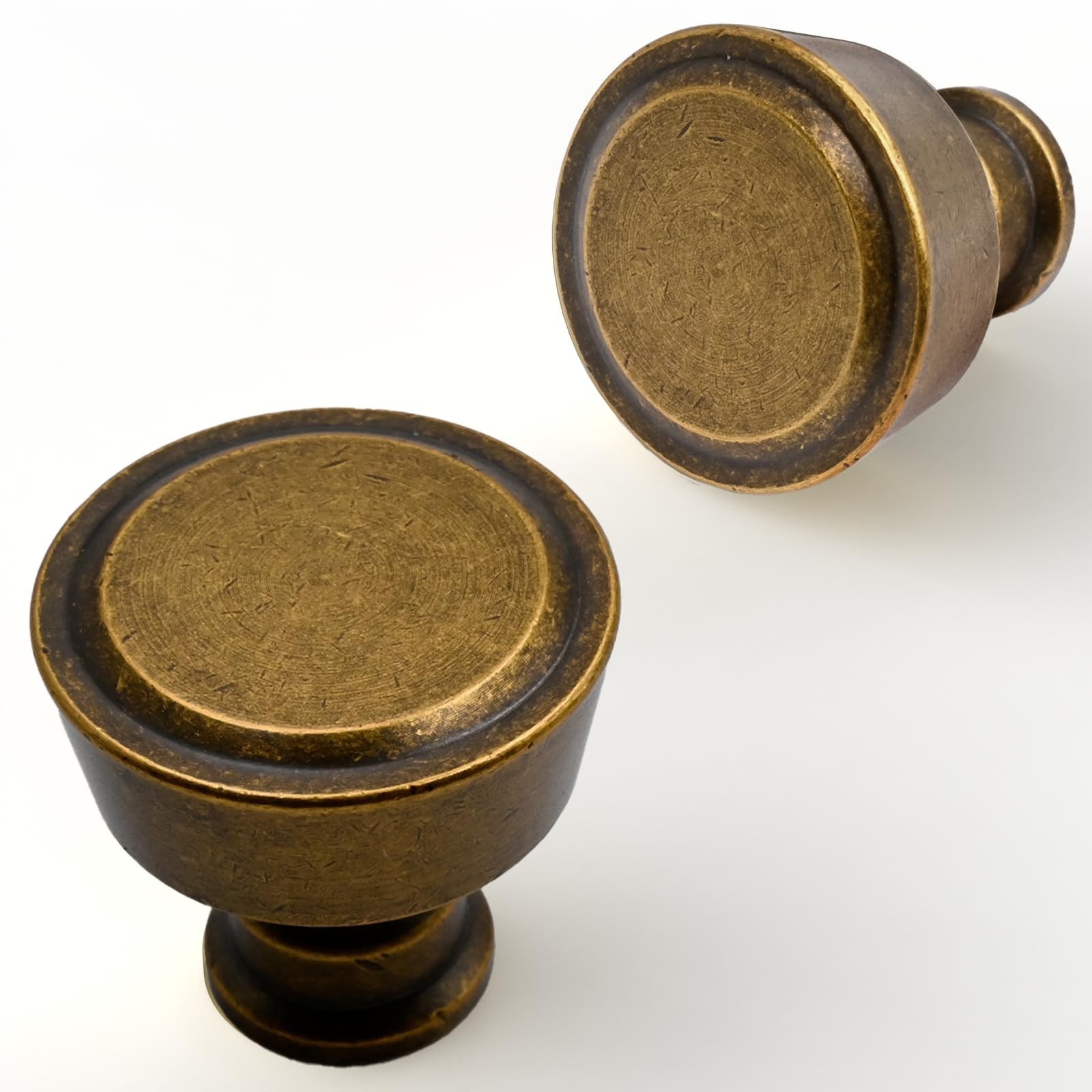 10 Pack Antique Brass Cabinet Knobs 1-1/5 Inch(30mm) Single Hole Cabinet Pull...