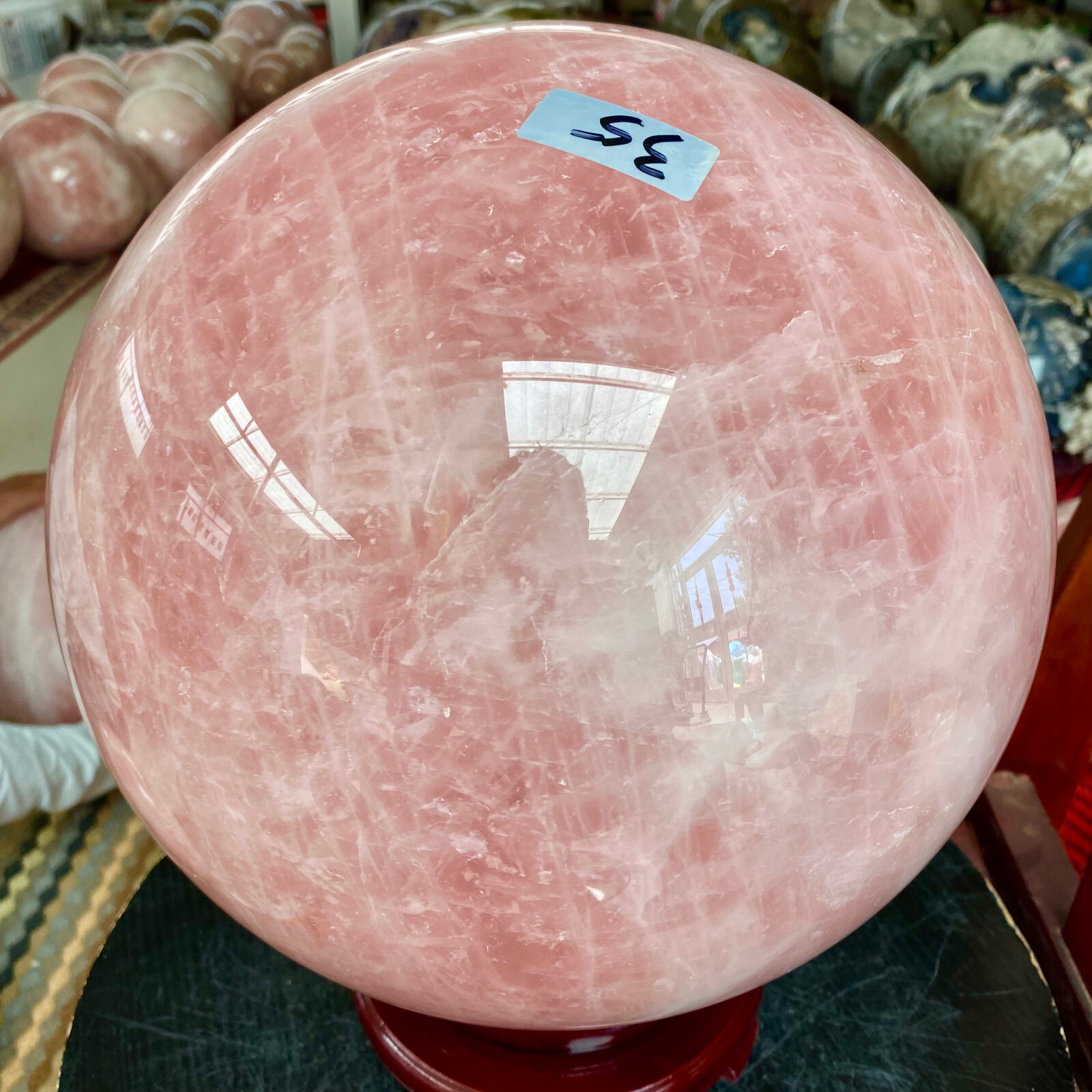 77.16LB Large Natural Pink Rose Quartz Crystal Sphere Ball Healing Reiki