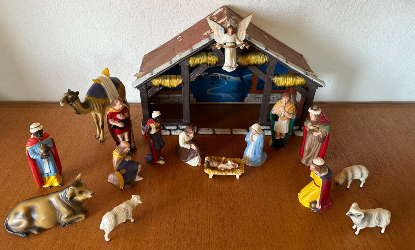 Vtg Hartland Nativity Set 1950s 18 Pieces And Stable