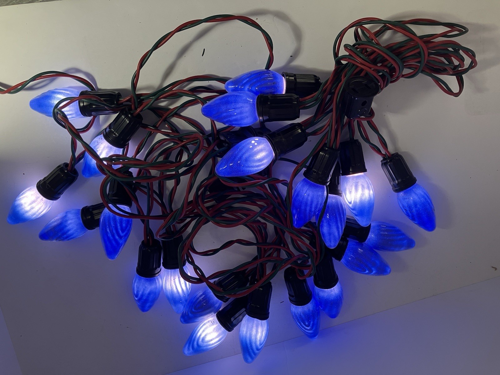 3 VTG Strands NOMA Outdoor Christmas Lights C-9  Blue swirl flame Bulbs 36 feet