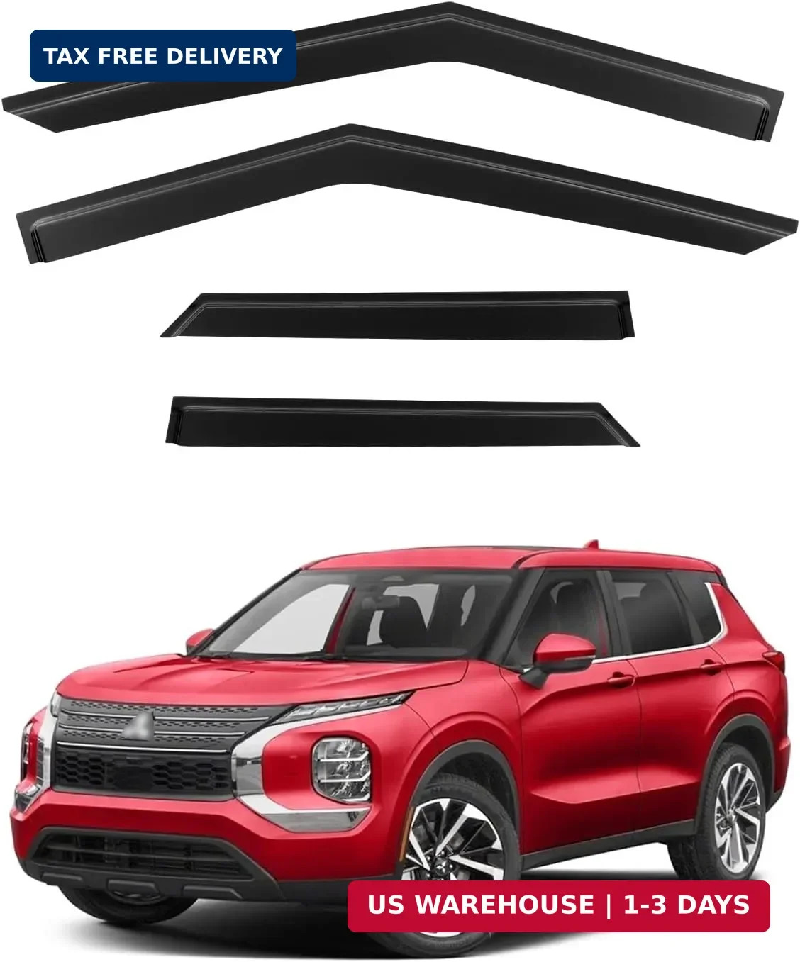 Rain Guards for 2022-2025 Mitsubishi Outlander, Out-Channel Window Visor Shields