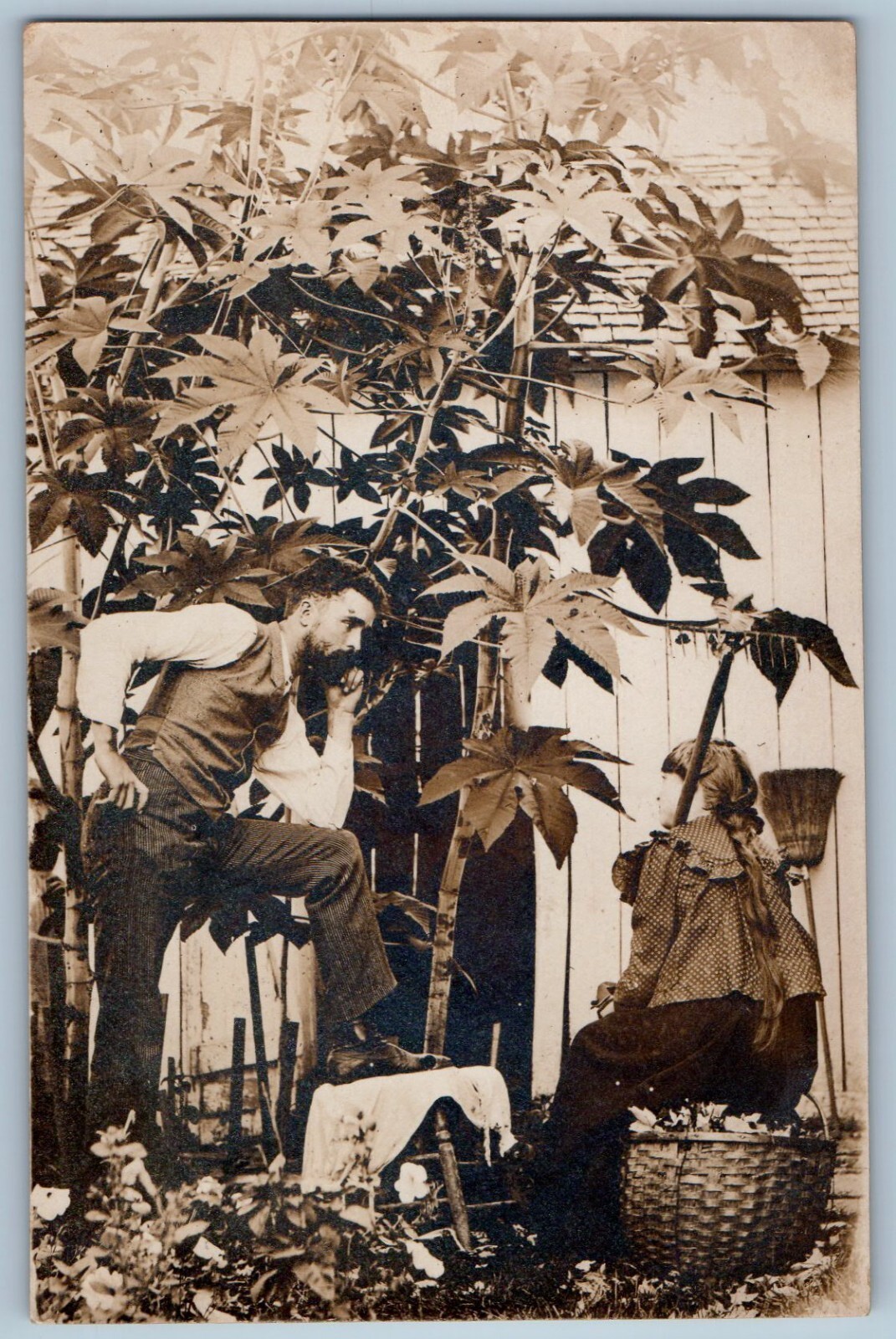 Aitkin Minnesota MN Postcard RPPC Photo Man And Girl Under The Tree 1912 RPO
