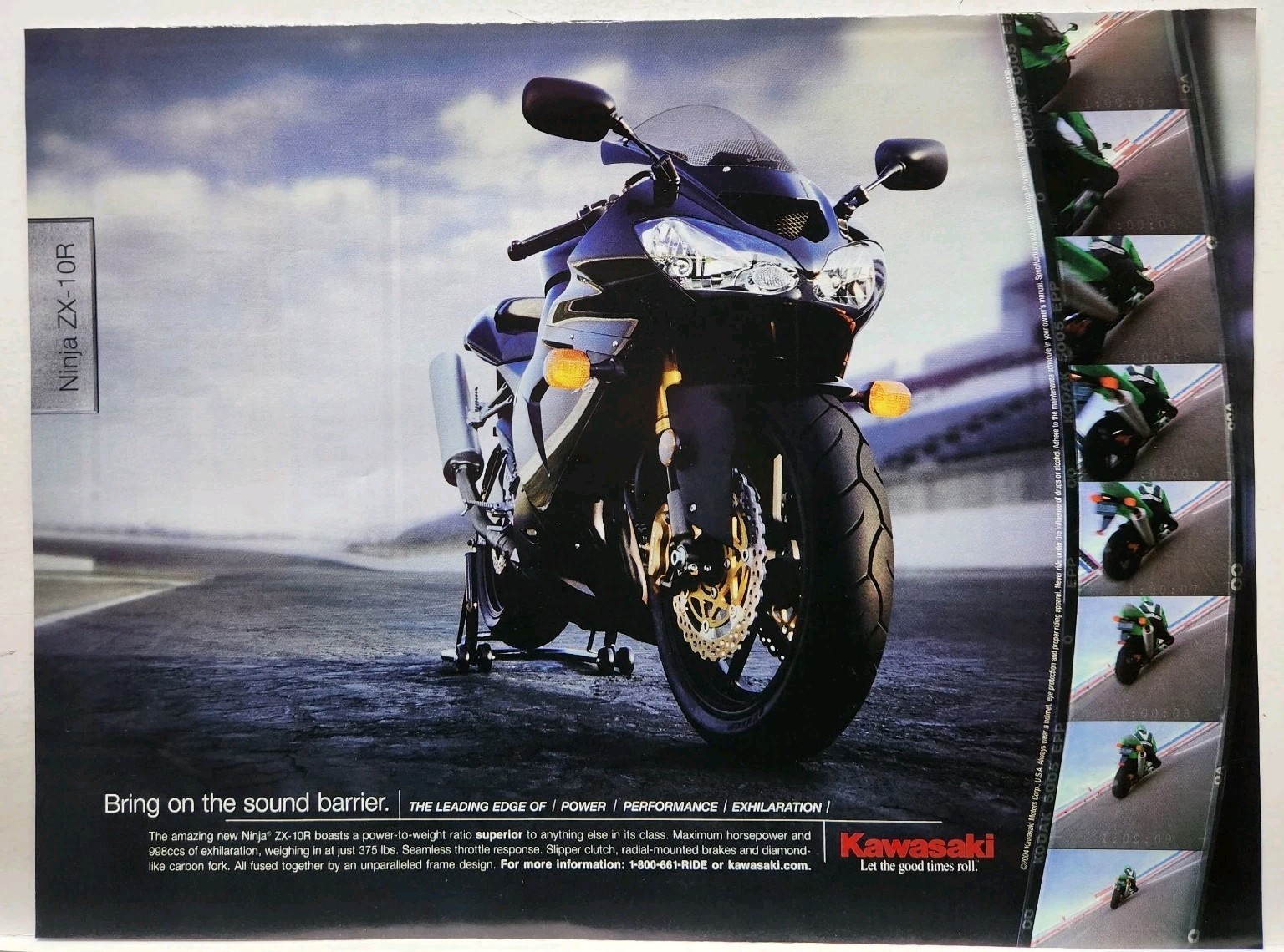 2004 Kawasaki Ninja ZX-10R Motorcycle Original Print Ad 2000s