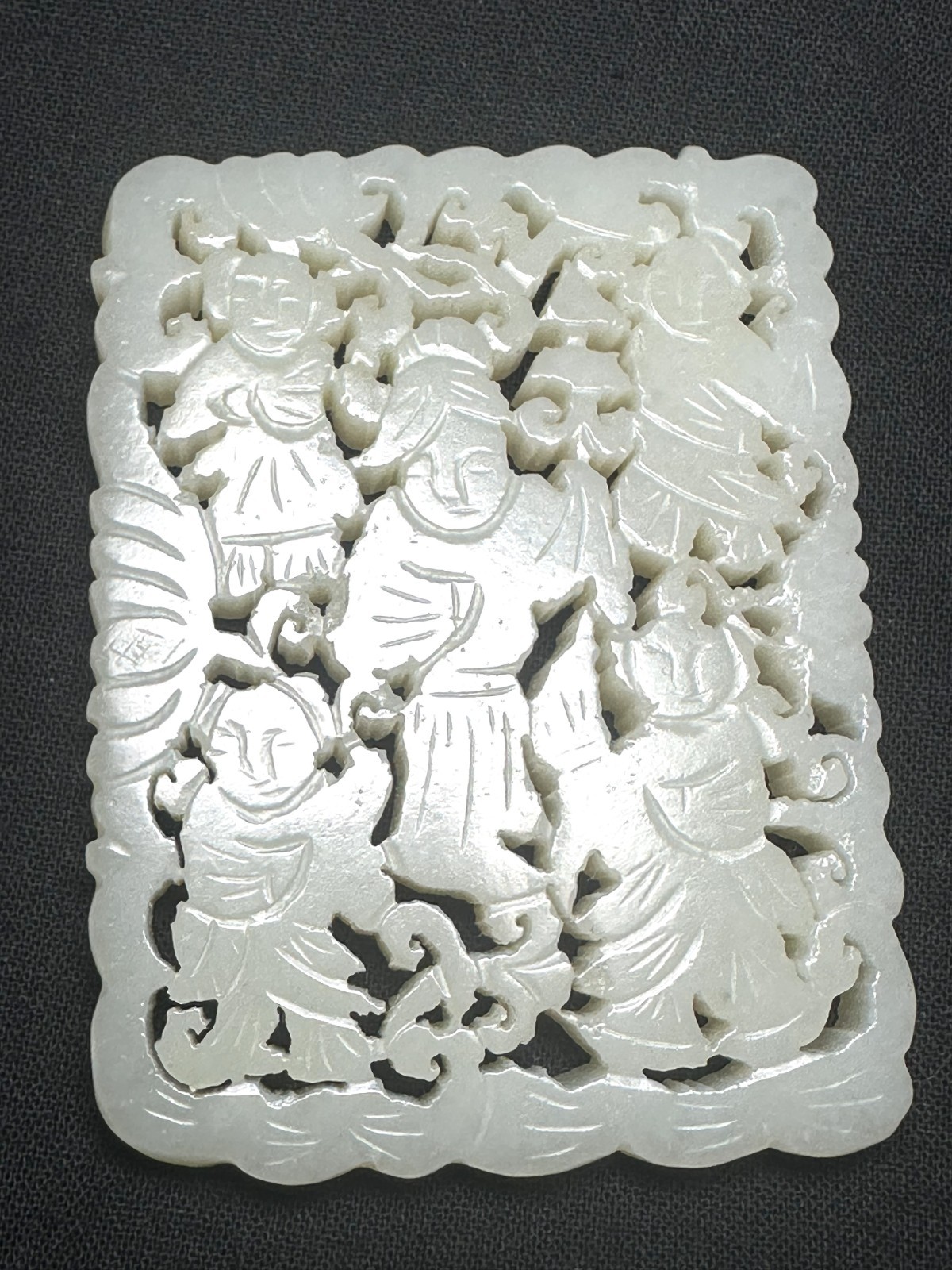 Chinese Vintage Jadeite Jade Carving Plaque with Figures