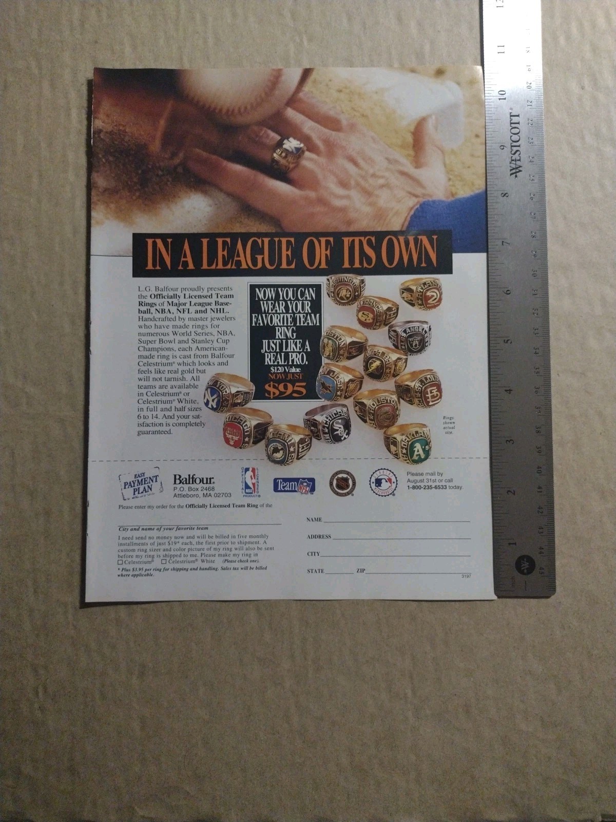 1994-Balfour-In A League Of Its Own-Ring Of Your Favorite Team-Print/AD-Classic 1994-Balfour-In A League Of Its Own-Ring Of Your Favorite Team-Print/AD-Classic