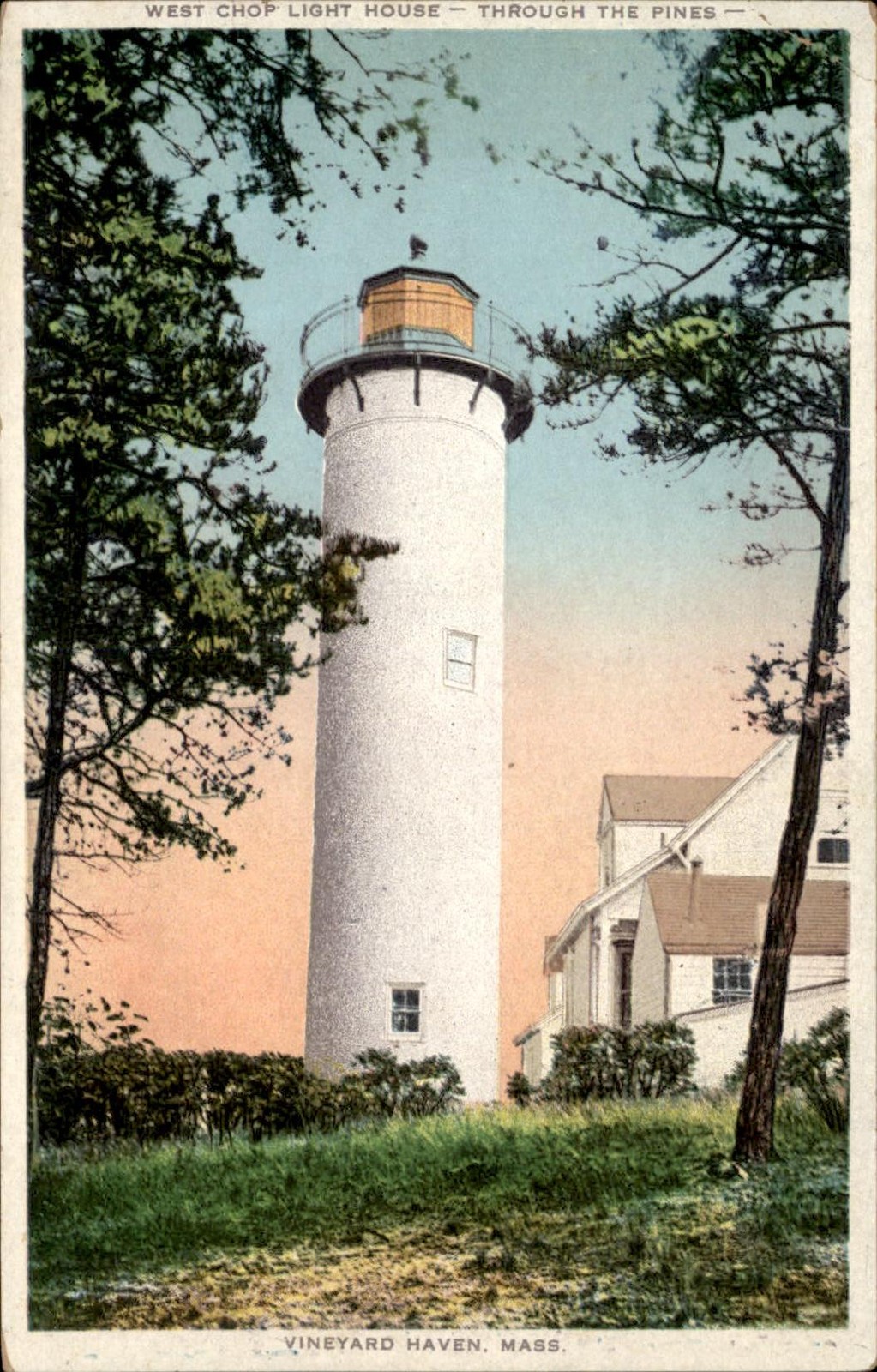 Vineyard Haven MA West Chop Light House c1900s-10s Vintage Postcard