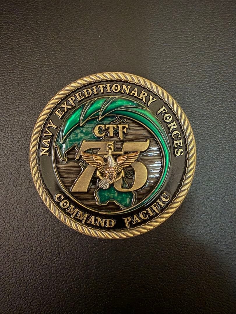 Rare US Navy CTF75 Challenge Coin, 3D Red Crab Design, Used