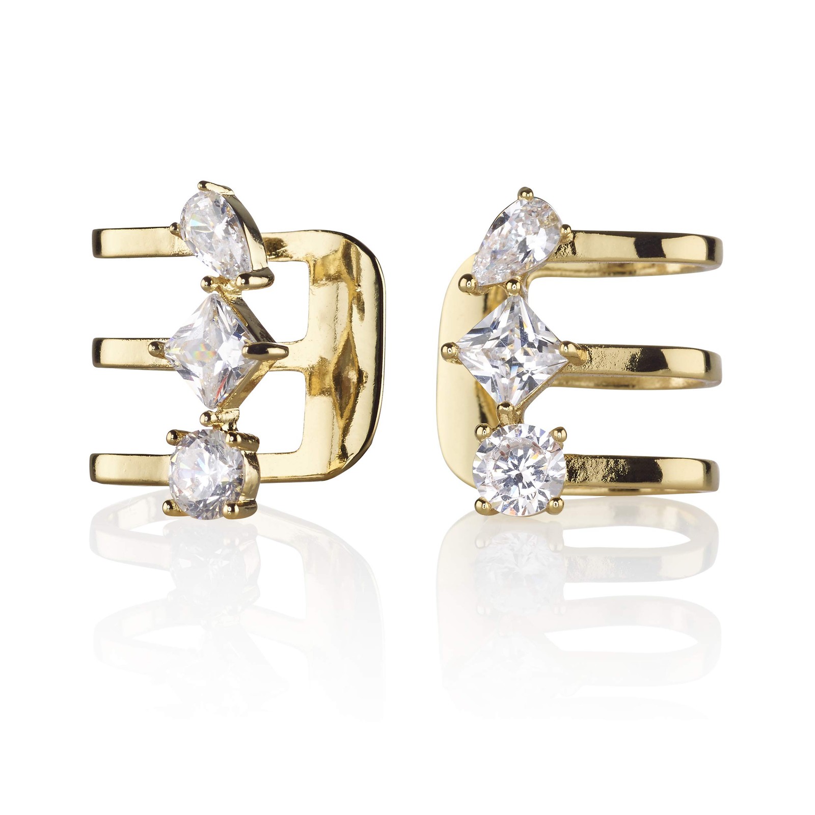 Namana Gold Ear Cuff Earrings for Women & Teens, Non-Pierced, Cubic Zirconia