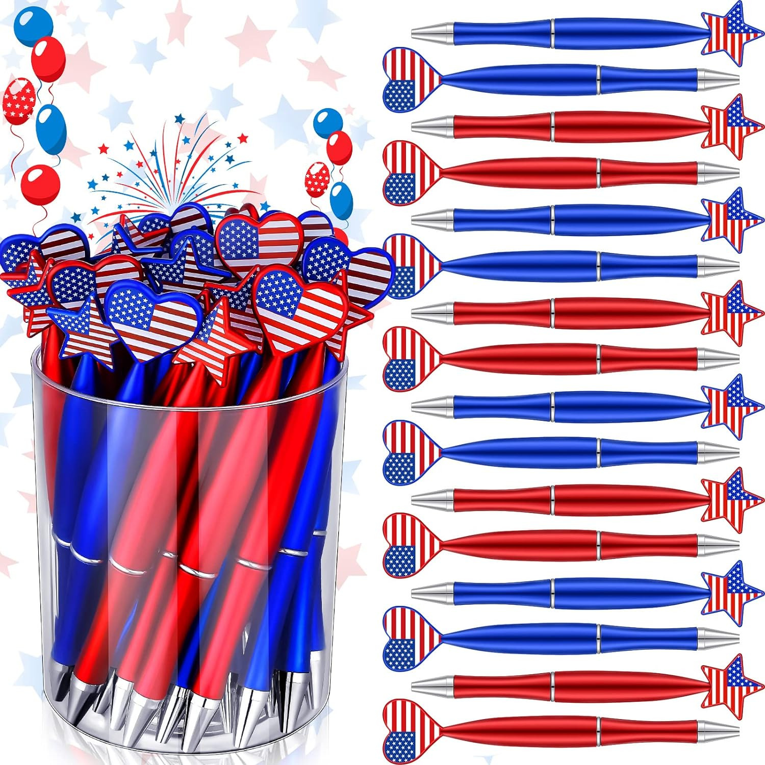 48 Pieces American Flag Pens Independence Day Pens Patriotic Day Ballpoint Pens 