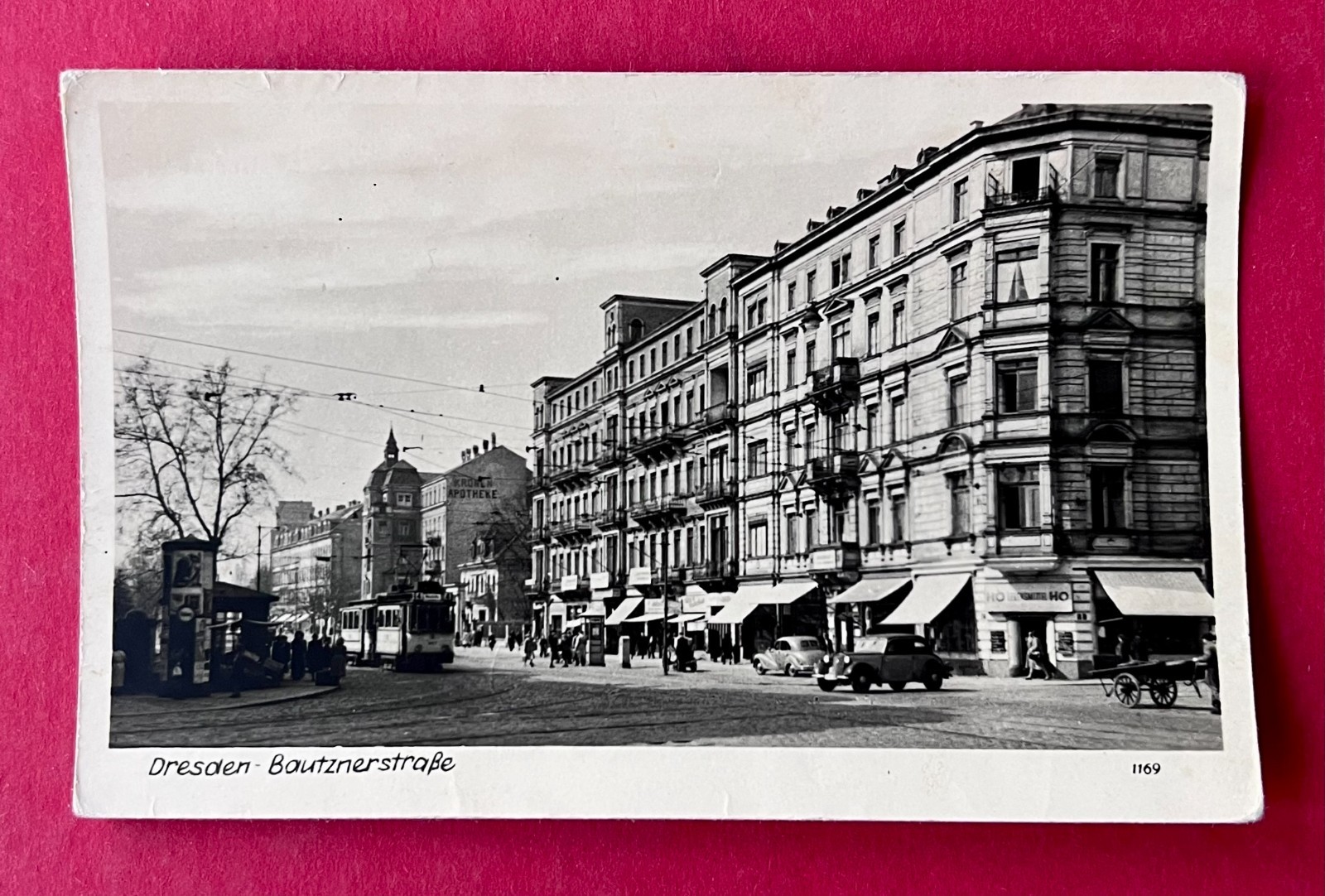 Postcard Dresden around 1955 view into Bautzner Street with tram (183152