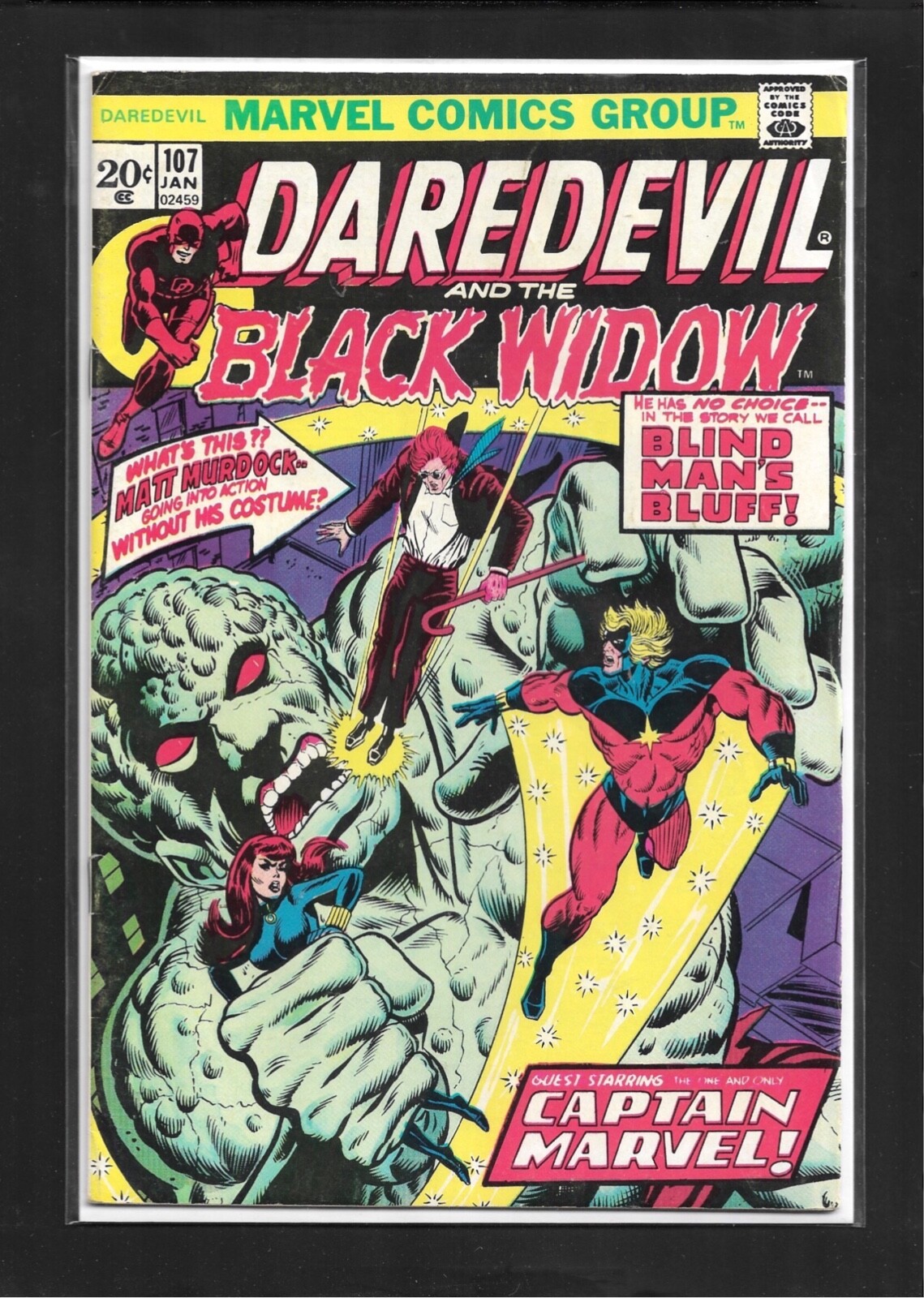Daredevil #107 (1974): Final Issue Daredevil and The Black Widow Title FN
