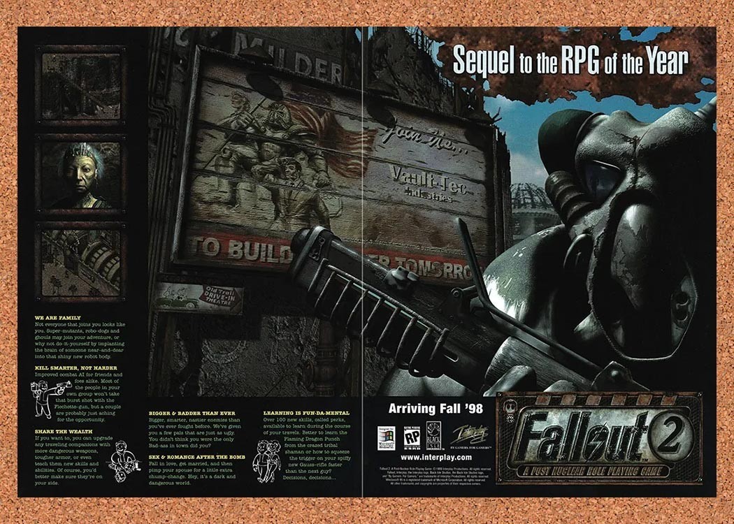 1998 Fallout 2 PC Original Advertisement / Retro Promo v2